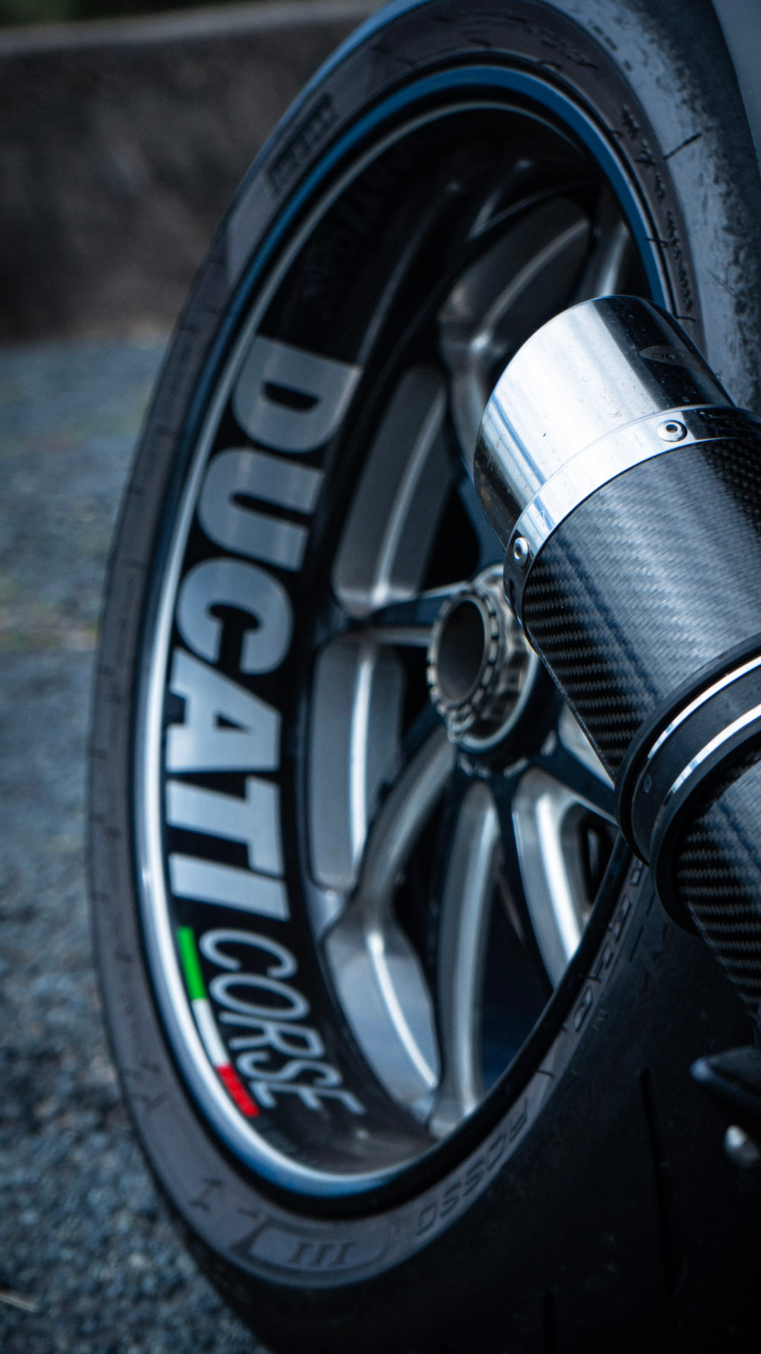 Ducati Corse wheel and carbon exhaust