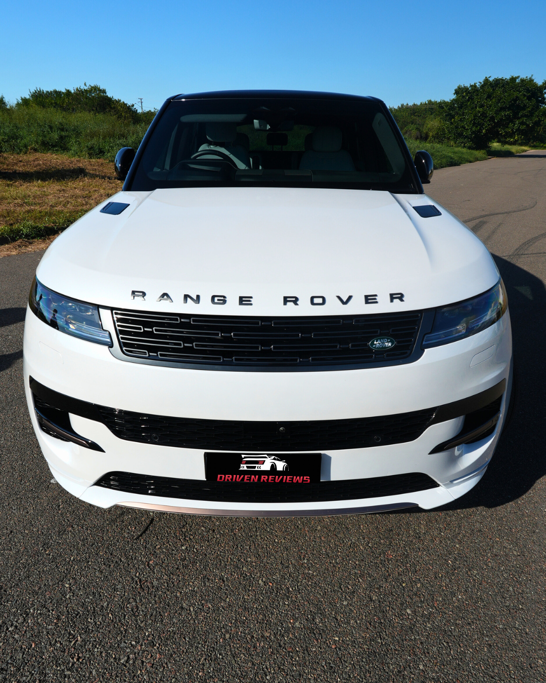 Range Rover Sport nose with a Driven Reviews plate