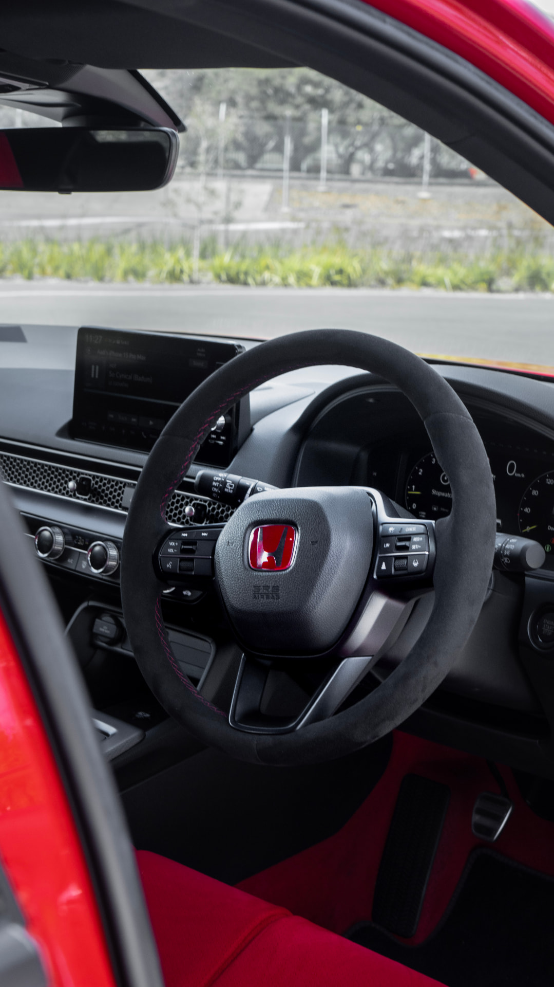 Civic Type R suede steering wheel and red interior