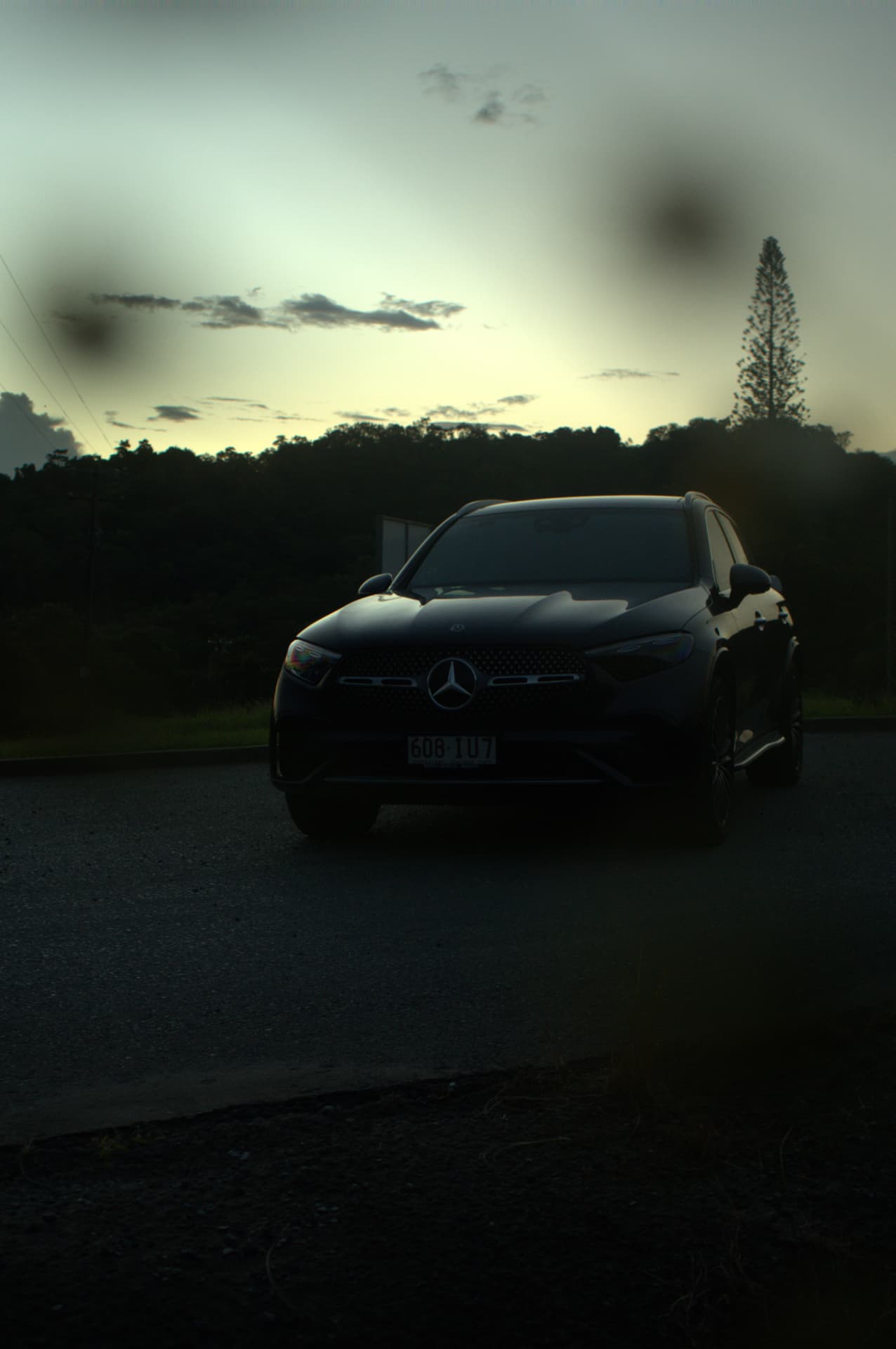Mercedes GLC 300 head-on at dusk